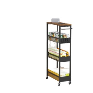 Kitchen Storage Cart Metal Rolling Shelf Narrow Space Organizer With Wheels For Pantry Food Container Home Use Minimalist Design - Product Image 5