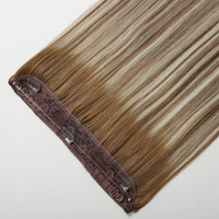 Extensions de cheveux humains brésiliens Remy teints, invisibles, à clipser, effet halo, lisses et saines, double trame machine