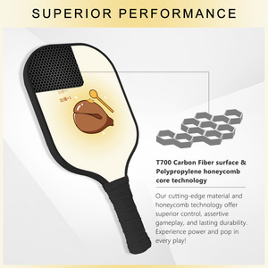 Raqueta de Pickleball Personalizable sin Bordes, de Fibra de Carbono T700, Moldeada en Frío, Núcleo de Panal, Ligera, Duradera, para Entretenimiento - Product Image 4