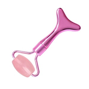 Masajeador Facial Mini Rosa al por Mayor, Rodillo de Cuarzo Rosa con Mango Metálico en Forma de Cola de Pez, Herramienta para el Cuidado de la Piel y Lifting Facial - Product Image 3