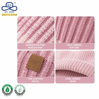 Ensemble bonnet et cache-cou rose chiné personnalisé OEM, tricot côtelé multicolore, 2 pièces, hiver, vente en gros