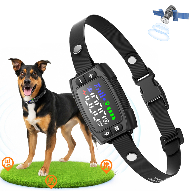 Outdoor IPX7 Waterproof Adjustable Harmless Beep Vibration Shock Warning Pet GPS Wireless Dog Fence Containment System Collar