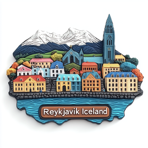 แม่เหล็กติดตู้เย็นทำจากเรซินแม่เหล็กติดตู้เย็นพร้อมรูปทิวทัศน์ภูเขาไฟน้ำแข็งเรคยาวิก - Product Image 5