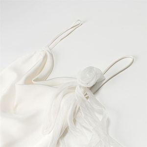 SHENZHU 2025 primavera nueva moda de mujer decoración de flores Delgado Sexy espalda descubierta satén texturizado Vestido con tirantes 2526 - Product Image 3