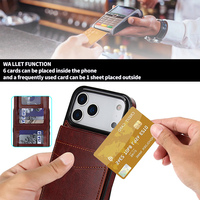 Étui de téléphone en cuir PU avec support rabattable et fente pour cartes pour iPhone 17 16 15 14 13 12 11 Pro Max, design professionnel, étui portefeuille pour téléphone dans un sac OPP