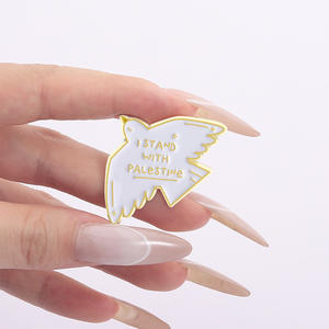 2 insignias de Pin de solapa de esmalte de Metal de Palestina gratis, alfileres de esmalte suave de Paloma de la paz de Palestina gratis para ropa - Product Image 2