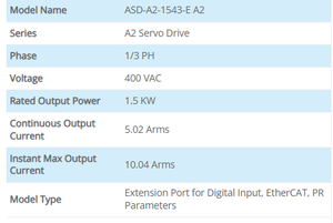 Servoaccionamiento ASD-A2-1543-E A2 de 1.5kW 400VAC EtherCAT para Equipos Industriales - Product Image 2
