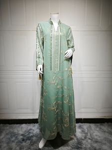 Abito Lungo Rosa Modesto con Perline per Donne Musulmane Taglia Unica in Poliestere Stile Abaya Indonesiano Marocchino per Occasioni Eid MOQ 2pz - Product Image 2