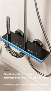 Juego de Ducha Termostática Digital de Lujo con Pantalla Cuadrada, Cabezal de Ducha con Efecto Lluvia Suave, Barra Deslizante Multifuncional de Cuatro Niveles - Product Image 2
