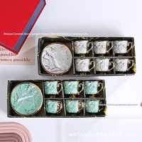 Offre Spéciale : Service de Table en Céramique – Ensemble Tasses et Soucoupes Style Européen, Finition Électroplaquée, Motif Marbre, Assiettes Compatibles Micro-ondes