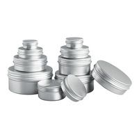 Pots ronds en aluminium argenté avec couvercle à vis, de 10g à 250g, vides, pour cosmétiques, crèmes, onguents et baumes à lèvres