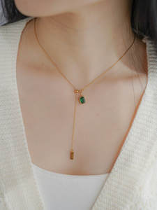 Collana a Filo "JoJo Trendy" in Argento Sterling Placcato <span class=keywords><strong>Oro</strong></span> con Perle d'Acqua Dolce Smeraldo da 6mm, Regolabile, a Strati, per Clavicole - Product Image 4