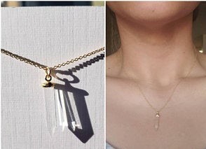 Petite Dainty collana con ciondolo al quarzo con catena riempita d'<span class=keywords><strong>oro</strong></span> 14K di alta qualità - Product Image 4