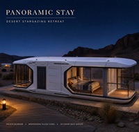 Capsule spatiale préfabriquée avec murs en verre panoramiques pour projets de villégiature dans le désert et de retraite pour l'observation des étoiles