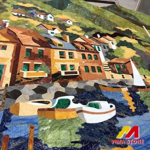 Design di fascia alta a getto d'acqua in marmo medaglione di piastrelle di venezia motivo intarsio in marmo per parete sfondo decorativo arte - Product Image 5