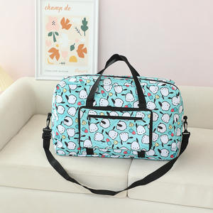 Sac de voyage unisexe léger en tissu Oxford pliable de grande capacité Valise à fermeture éclair à la mode Motif de lettres Duffel suspendu - Product Image 6