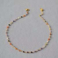 Collar Minimalista Hecho a Mano con Perlas y Cristales, Joyería de Piedra Natural Curativa, Acero Inoxidable Impermeable para Mujer