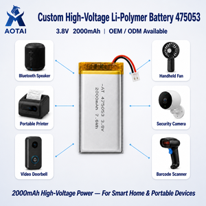 Batterie Li-Polymère Rechargeable Haute Tension 3.8V 2000mAh 475053 Taille Personnalisée pour Appareil Médical et Banque d'Alimentation – Vente Directe Usine - Product Image 4