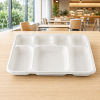 Barquette alimentaire jetable écologique compostable en bagasse de canne à sucre à six compartiments pour fêtes et traiteur
