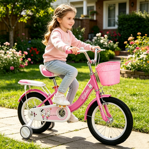 Bicicletta per Bambini con Ruote Stabilizzatrici, Regalo per Bambine, 12'' 14'' 16'' 18'', Rosa Blu Viola - Product Image 5