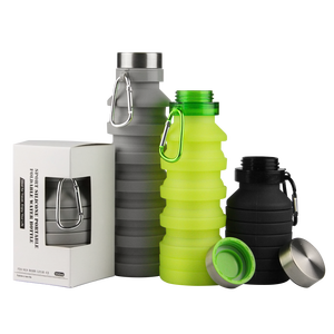 Bouteilles d'eau pliables en silicone sans BPA de 17 oz/500 ml, réutilisables et pratiques pour les voyages, le camping et la randonnée - Product Image 1