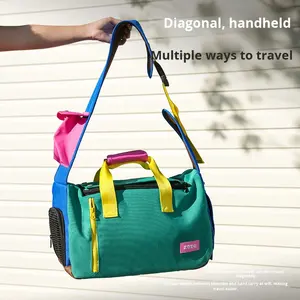 सांस लेने योग्य छोटे कुत्ते पालतू बैकपैक ठोस पैटर्न क्रॉसबॉडी कंधे आउटिंग बैग पोर्टेबल और स्टाइलिश संग्रह - Product Image 3