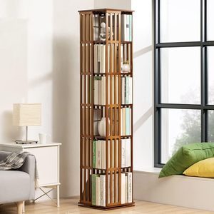 Combohome kệ sách sang trọng hiện đại giá sách bằng tre tròn giá sách đồ nội thất giá sách xoay 360 độ trưng bày - Product Image 3