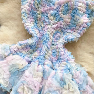 Mini vestido francés Sweetheart de verano para mujer sin tirantes <span class=keywords><strong>Floral</strong></span> 3D Petite Bubble Hem vestido de fiesta para Petite - Product Image 6