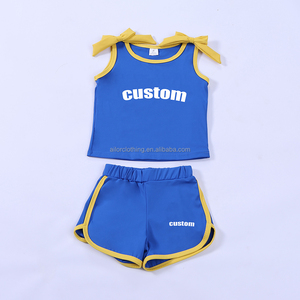 Conjunto Deportivo de Verano para Niños con Ribete de Tela, Top sin Mangas y Pantalones Cortos para Correr, Uso Diario, Fabricante de Marca Privada - Product Image 4