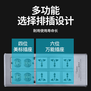 Filtre d'alimentation standard européen Prise universelle 10 bits pour purificateur d'énergie Norme américaine duplex à 2 étages avec protection contre les surcharges - Product Image 5