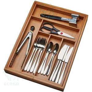 Étui à couverts ménager avec 8 sections organisateur de plateau à couverts porte-couverts en bambou écologique - Product Image 2