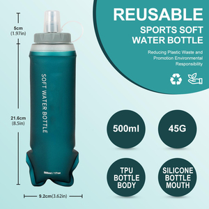 Cá nhân chạy mềm Flask chai cho hydrat hóa Áo ghi lê ráp TPU mềm Flask chai nước với nắp 500ml 600ml - Product Image 2