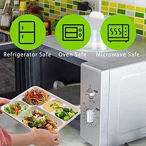 5-Compartment Compostable Rectangular Divided Disposable Bagasse Plates for School <strong>Lunch</strong> <strong>Trays</strong> - Product Image 6