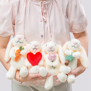 Lapin en peluche personnalisé avec coeur rouge Rose fleur Jouets pour la Saint-Valentin Jouet de lapin en peluche à grandes oreilles - Product Image 4