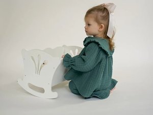 Conjunto de Dos Piezas de Muselina 100% Algodón para Niñas Pequeñas, Blusa con Cuello con Volantes y Botones al Frente, Pantalones Anchos, Atuendo Informal para Niños - Product Image 2