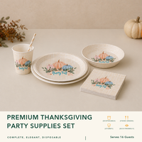 Ensemble de vaisselle en papier certifié FSC pour Thanksgiving, assiettes, gobelets, serviettes de qualité alimentaire, approvisionnement en gros, vente chaude, biodégradable