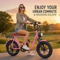 Vélo électrique rétro en alliage d'aluminium durable, apparence tendance, moteur puissant 500 W, pneus larges.