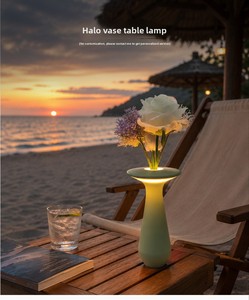 Fulight Bottle-Style Creative Minimalist Cozy Vase Lamp Blue <strong>Table</strong> Desk Lamp Ambient <strong>Lighting</strong> for Guesthouses (Battery Included) - Product Image 1