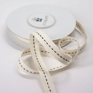 PANO 3/8 <strong>Inch</strong> 10mm Ivory Stitched Herringbone Twill <strong>Cotton</strong> Ribbon Garment Accessories Fabric Double Face Styles for Home Decor - Product Image 2