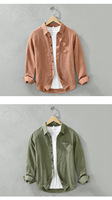Chemise décontractée en coton et lin pour homme, style chinois, avec col mandarin et perles, manches longues, ample et respirante, pour le printemps/automne