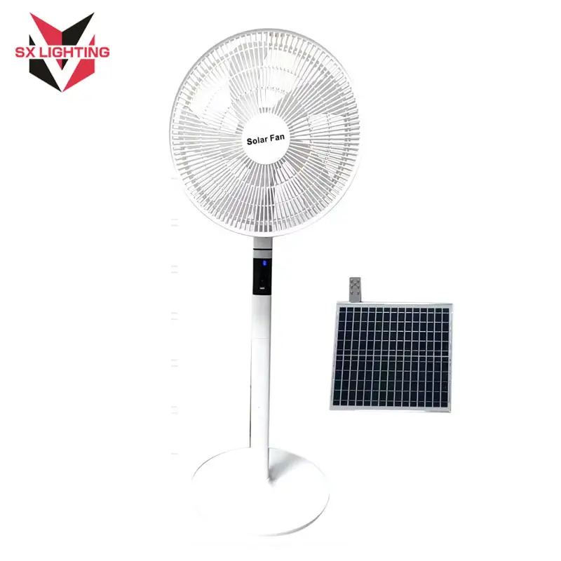 198F 40cm 5 Lames Rechargeable Stand Fan Portable Solar Power Electric Rechargeable Solar Floor Fan