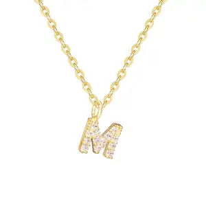 Wholesale Chain 26 English Letter Necklace Full Diamond Pendant Adjustable Initial Necklace