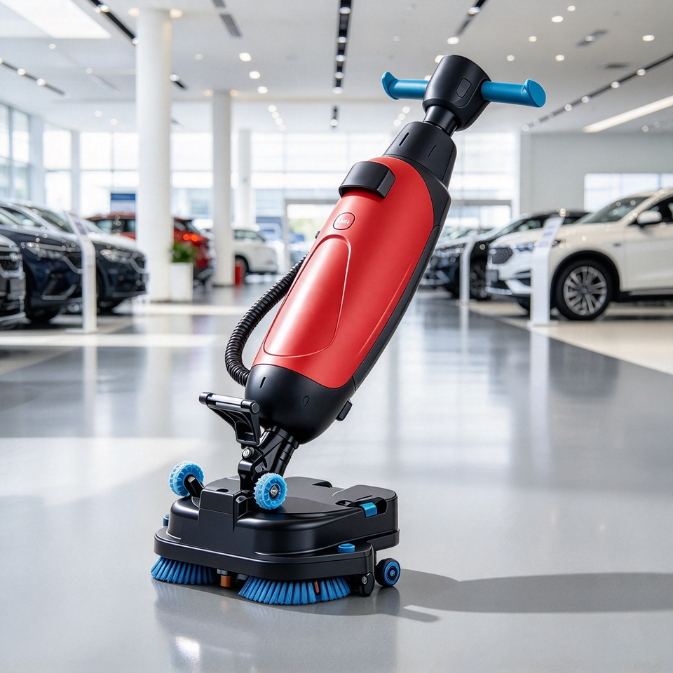 Mini 500 Lightweight Floor Scrubber Tilt Handle Design Easily Clean Low ...