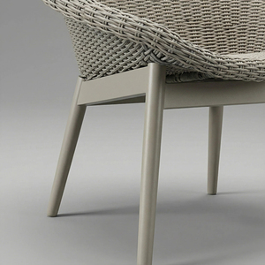 Conjunto de 3 Piezas de Muebles de Jardín para Balcón, de Mimbre Sintético Resistente a la Intemperie, con Estructura de Aluminio, Estilo OVNI - Product Image 3