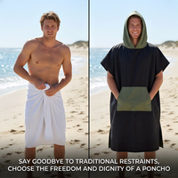 Microfiber Suede Quick-Dry Hooded Surf Poncho for Adults Summer Customizable Plain Style Beach Towel