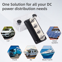 Barre de distribution de courant élevé 300A 12-48V CC avec 4 goujons M8 en acier inoxydable pour VR, marine, solaire