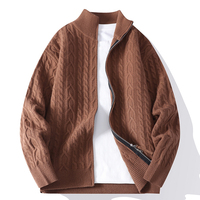 Herren Herbst-Winter Anpassbare Strickpullover Einfache Lässige Jacquard-Reißverschlussjacken Stehkragen-Mäntel Dick und Warm