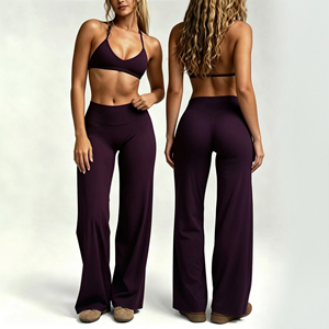 Ensemble de sport 2 pièces <span class=keywords><strong>pour</strong></span> <span class=keywords><strong>femme</strong></span> : soutien-gorge de sport ajustable à col halter et pantalon de sport taille haute, séchage rapide, <span class=keywords><strong>pour</strong></span> l'entraînement et le fitness - Product Image 1