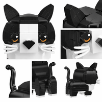 Ensemble de blocs de construction Chat Noir, jouet de construction STEM, briques éducatives DIY, kit de modèle d'animal de compagnie, cadeau pour enfants de 6 ans et plus