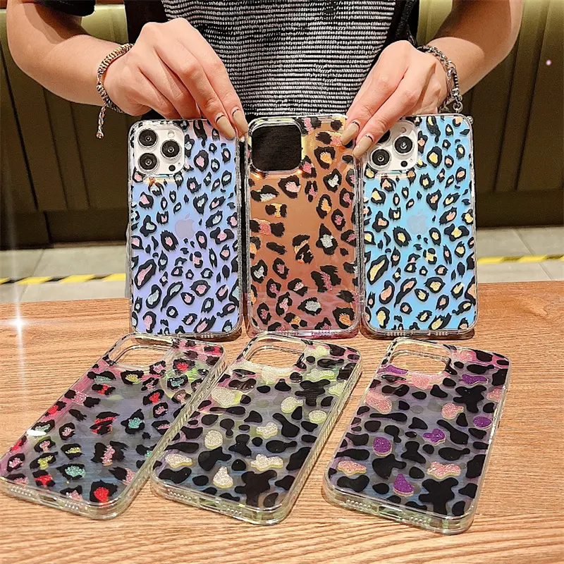 Luxury Colorful Leopard Print Clear Soft iPhone Case For Phone 13 12 11 Pro X XR XS Max 7 8 Plus Protective Black Cover